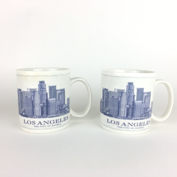 Set of 2 2010 Starbucks Los Angeles Architect Blue - Picture 1 of 8